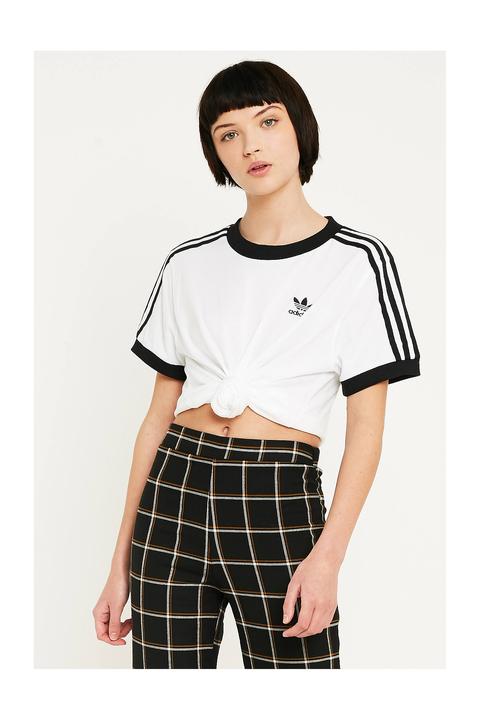 Adidas Originals 3-stripe White T-shirt - Womens Uk 8