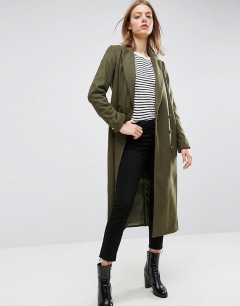 Asos - Cappotto In Misto Lana Con Dettagli Militari - Verde