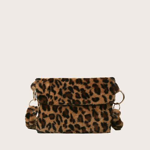 Leopard Flap Fluffy Crossbody Bag