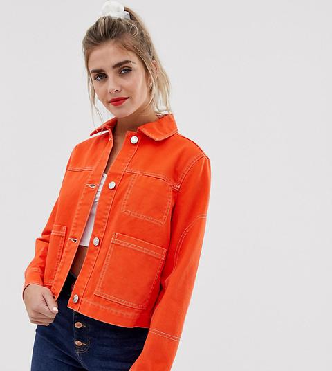 bershka red denim jacket