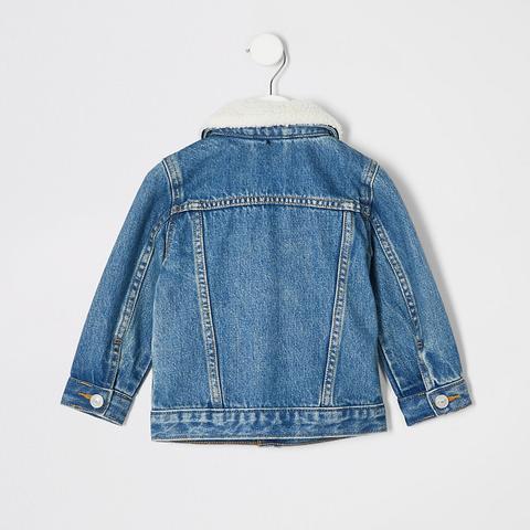 boys borg collar denim jacket