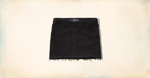 Button-front Denim Mini Skirt