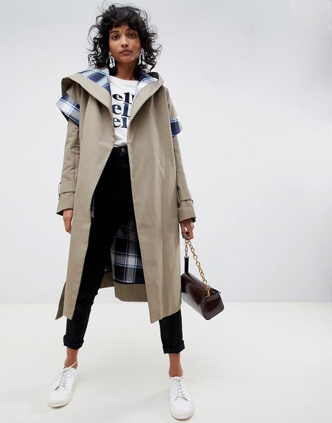 Asos White - Trench-coat Avec Doublure À Carreaux - Vert