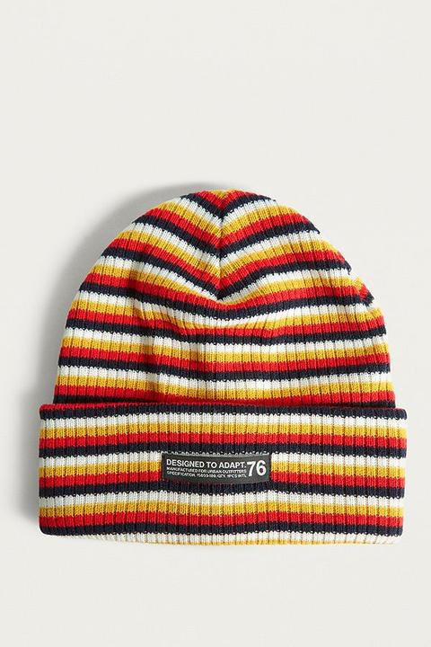 Uo Stripe Yellow Skate Beanie 