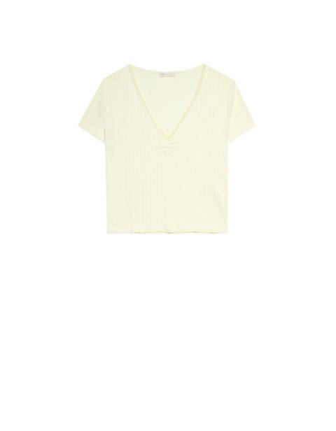 Camiseta Cuello Pico Puntilla
