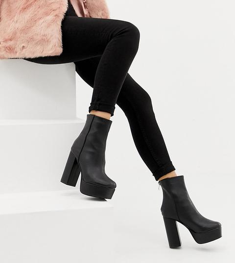 Botines De Tacón Con Plataforma En Negro De Missguided-multicolor