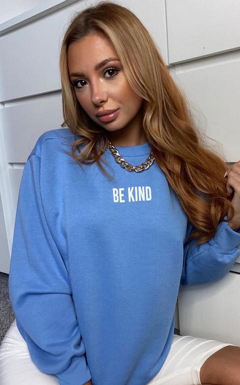 Kindness Slogan Oversized Jumper In Blue