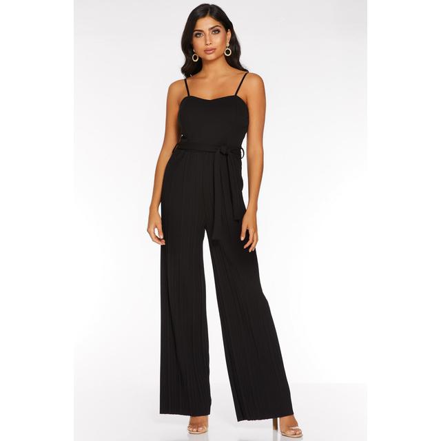 black pleated jumpsuit