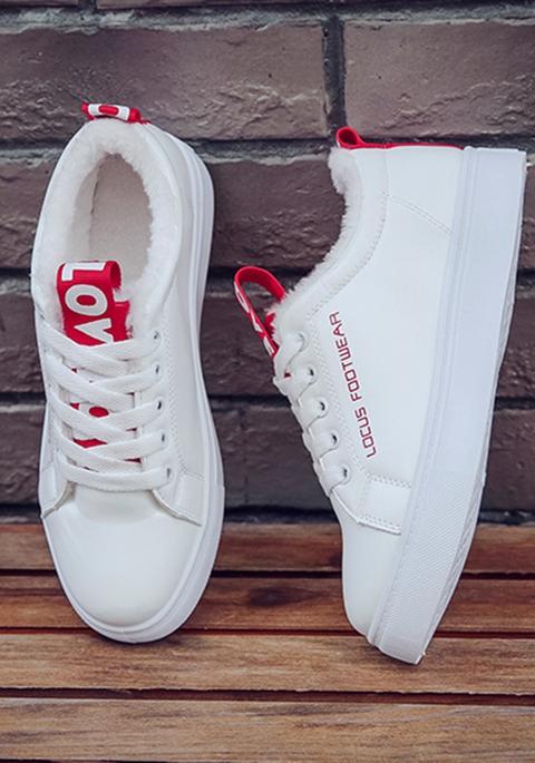 Red Round Toe Love Letters Casual Shoes