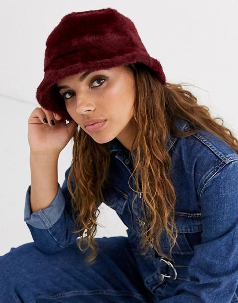 Asos Design Fluffy Bucket Hat-red from 