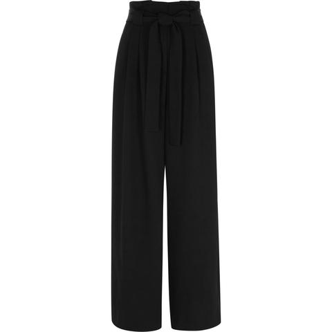 Black Paperbag Waist Wide Leg Trousers