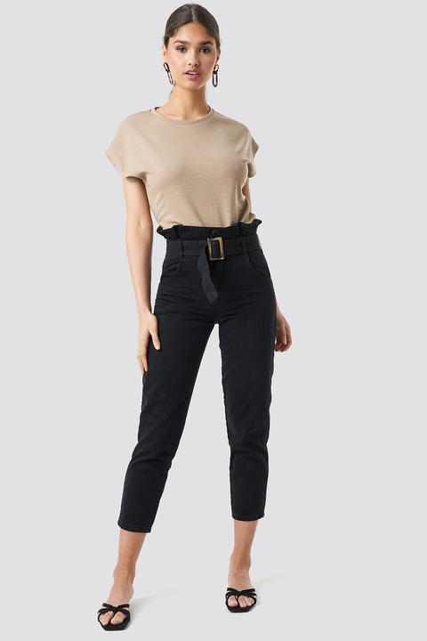 Paperbag Jeans Schwarz