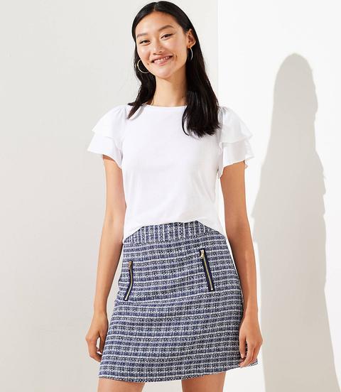 Petite Tweed Zip Pocket Shift Skirt 