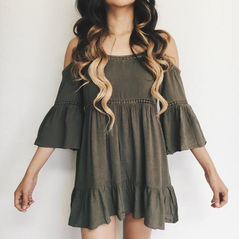 Serena Boho Olive Dress