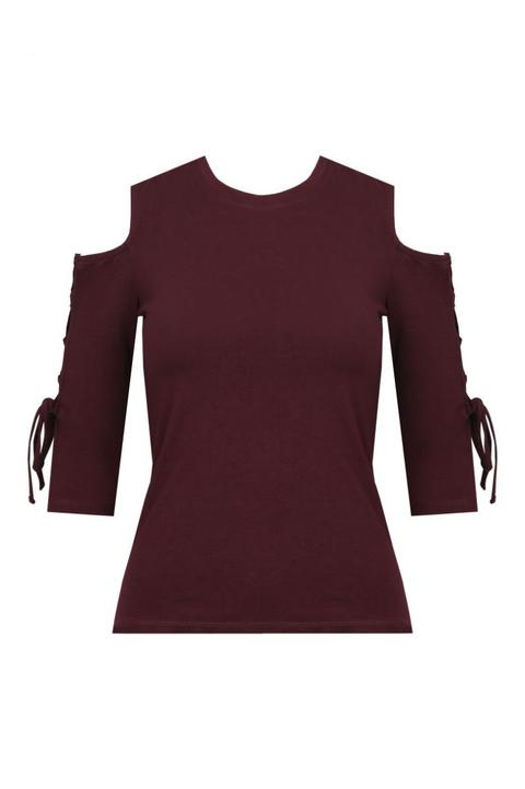 Maglietta Bordeaux Con Cut Out E Intrecci