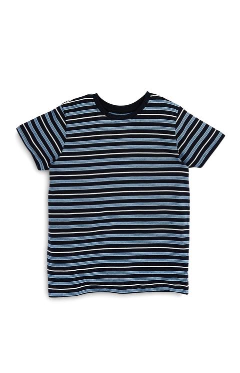 Camiseta Azul De Rayas Para Niño Mayor