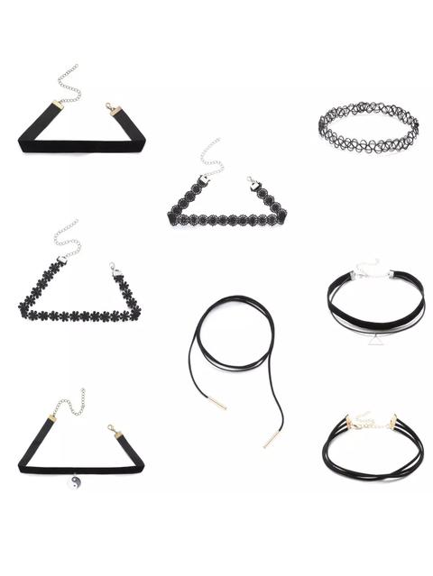 8pcs Black Choker Set