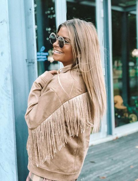 Chaqueta Camel Flecos
