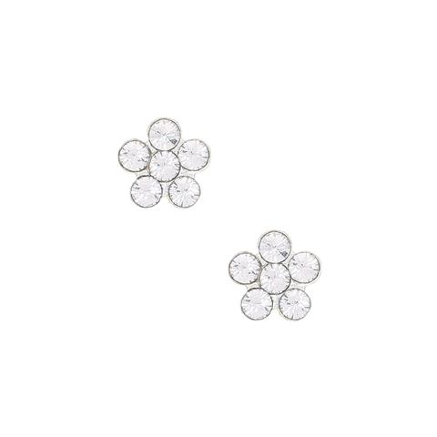 Claire's Sterling Silver Clear Flower Stone Stud Earrings Clear