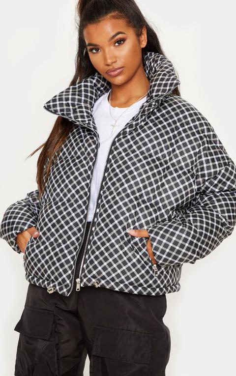 Black Checked Puffer