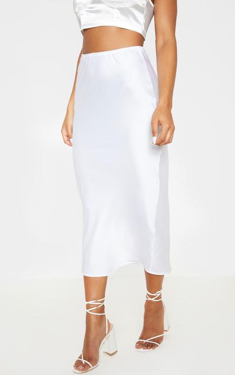 white midi skirt satin