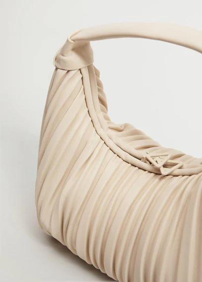 Pleats Baguette Bag Beige - Woman - One Size - Mango