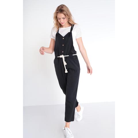 Salopette Fluide Boutonnée Noir Femme