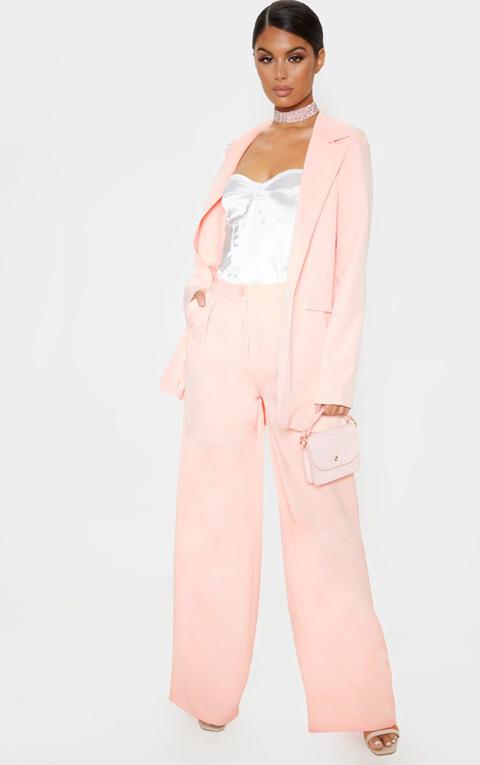 Pink Woven Longline Blazer, Pink