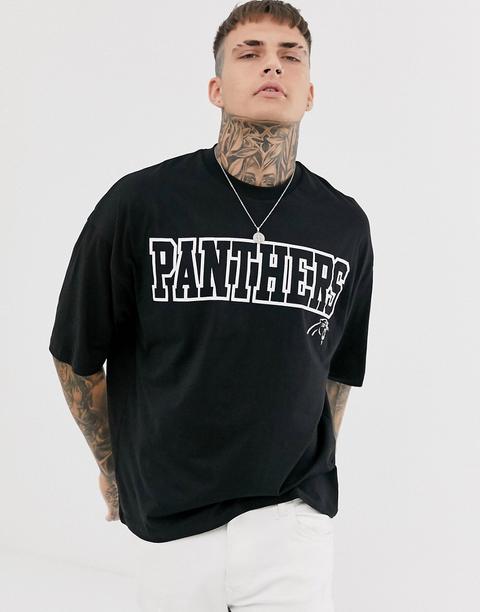 Camiseta Extragrande Con Estampado En La Parte Delantera Y La Posterior De Los Panther De La Nfl De Asos Design-negro