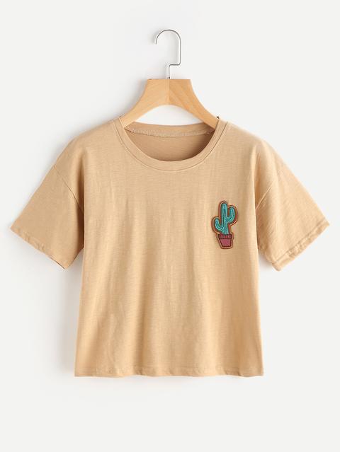 Cactus Ricamato Patch Tee