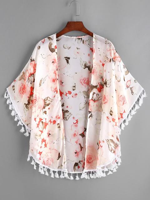 Kimono In Chiffon Con Stampa Di Ditsy