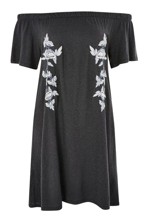 Embroidered Bardot Dress