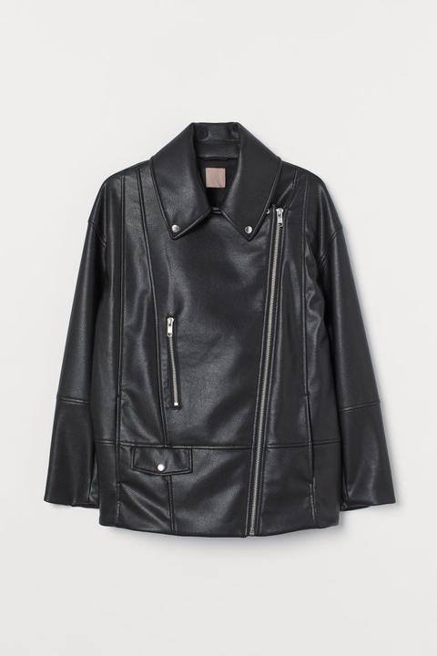 H & M+ Cazadora Biker Oversize - Negro