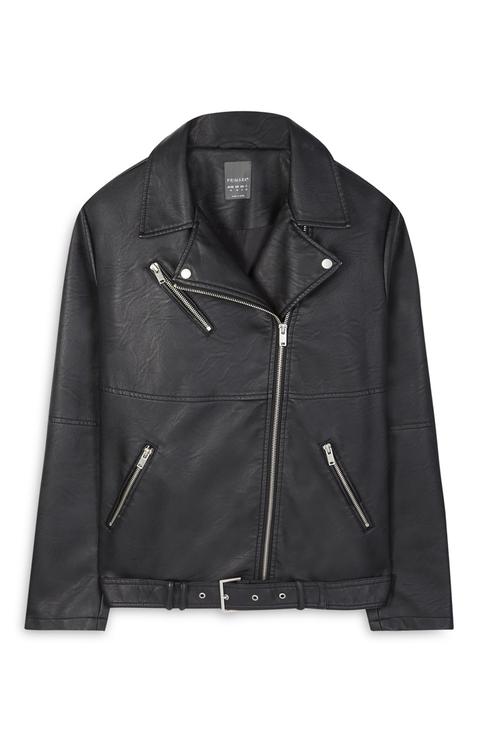 Giacca Biker In Pelle Sintetica