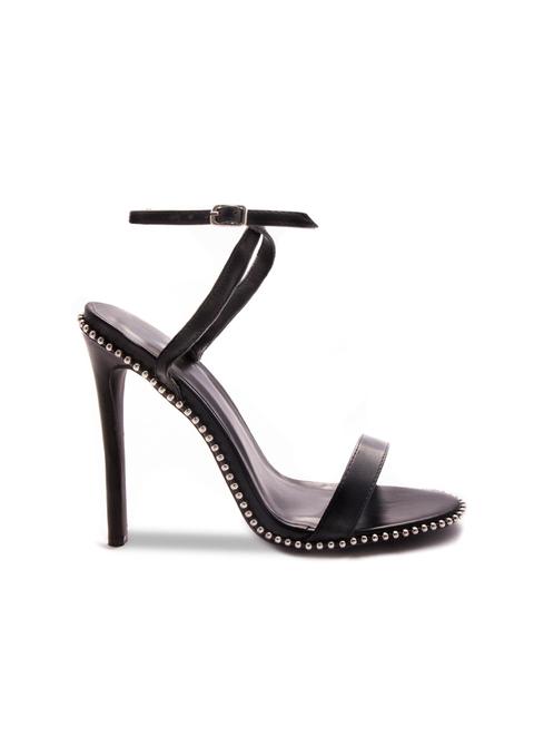 Estelle Black Studded Ankle Strap High Heels