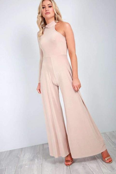 Reena One Sleeve Flare Leg Slinky Jumpsuit