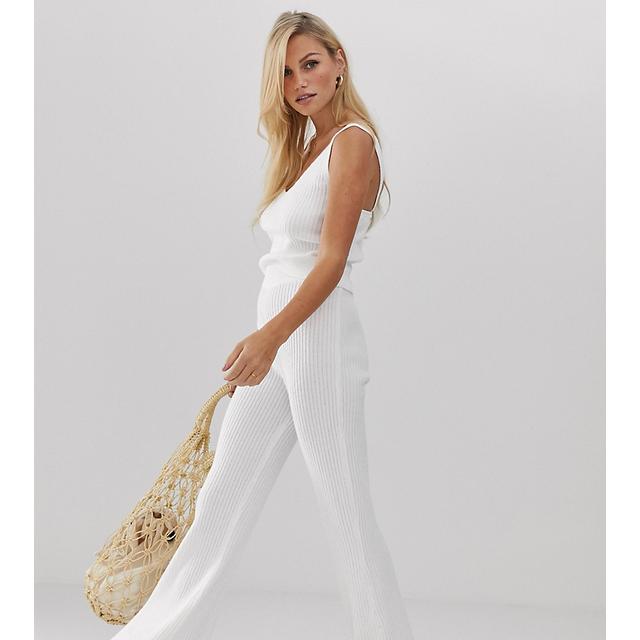 white ribbed flares