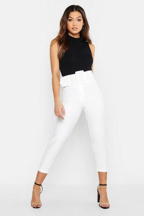Pantalon Resserré À La Cheville À Ceinture Taille Ultra Haute - Écru - 14, Écru