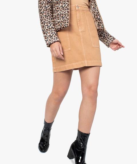 Jupe Femme En Jean Coupe À Surpiqûres Apparentes