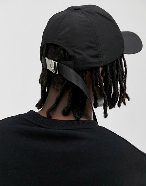 Asos Design Black Baseball Cap With Clasp Detail