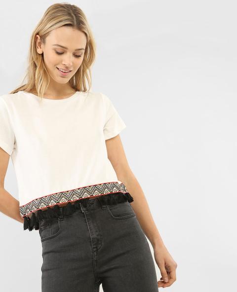 T-shirt Cropped Pompon