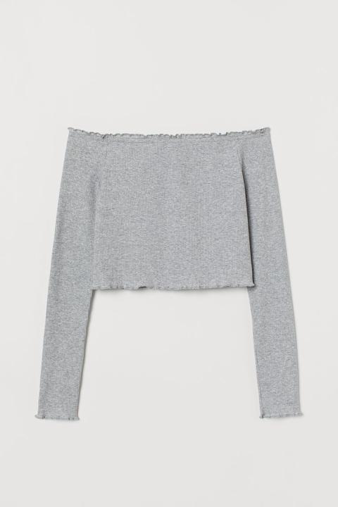 H & M - Top A Spalle Scoperte - Grigio