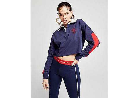 Supply & Demand Rugby Crop T-shirt - Blue - Womens