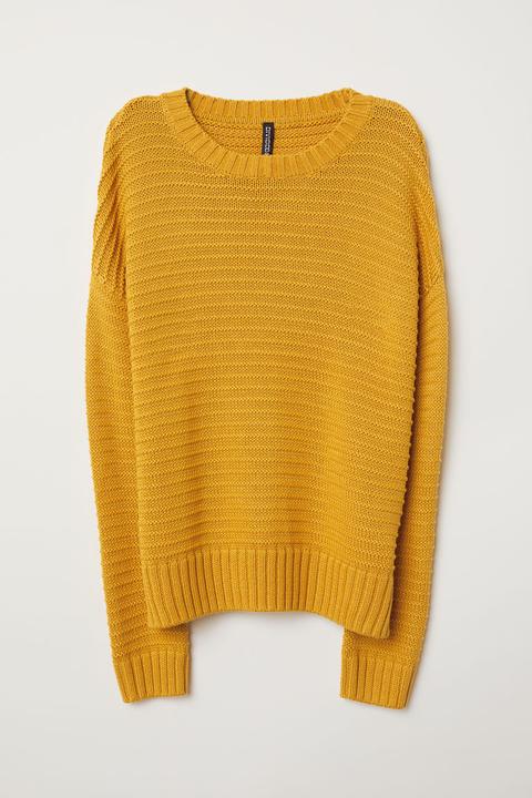 Textured-knit Jumper - Yellow