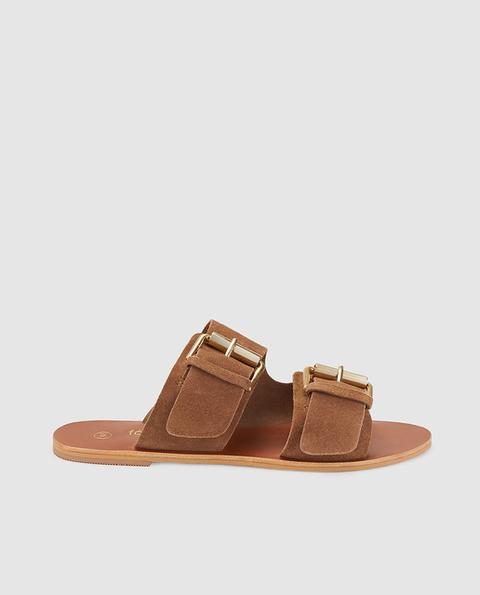 Fórmula Joven - Sandalias Planas De Mujer En Ante Marrón from El Corte  Ingles on 21 Buttons
