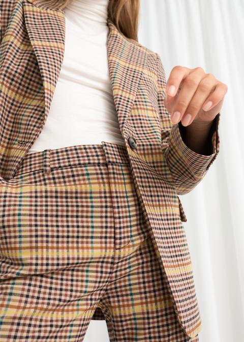 Plaid Kick Flare Trousers