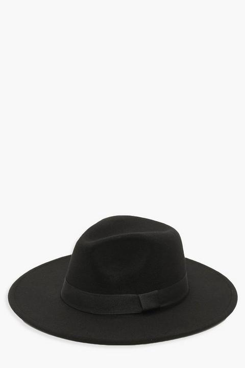 Womens Tape Detail Fedora Hat - Black - One Size, Black