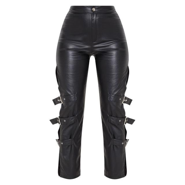Black Faux Leather Buckle Strap Detail 