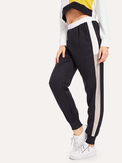 Per Tutti I Giorni Maglia A Contrasto Nero Pantaloni