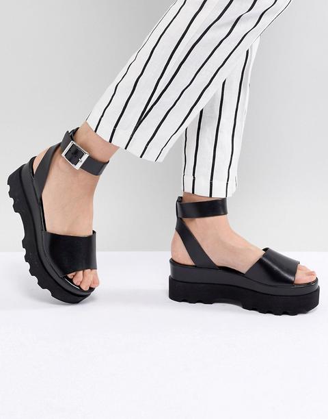 Asos Design Temple Leather Flatform Sandals